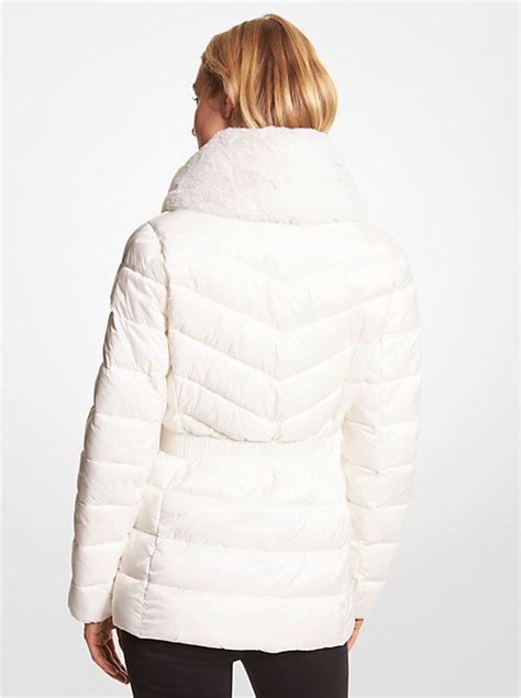 michael michael kors faux fur-lined quilted nylon packable puffer jacket|michael kors packable puffer jacket.